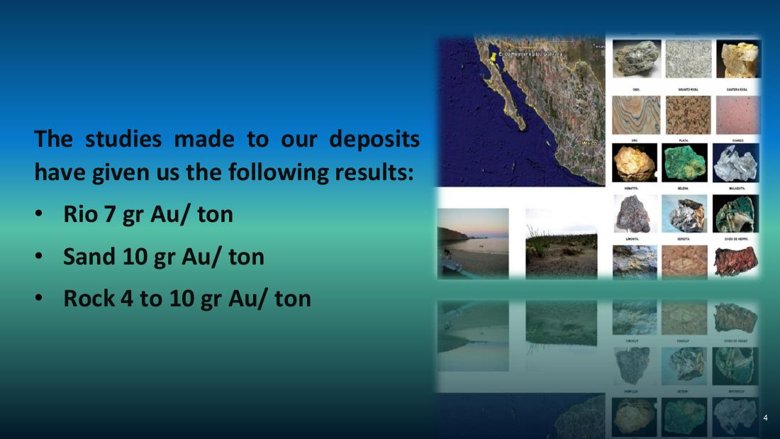 Historical gold indications from supplied promotional material